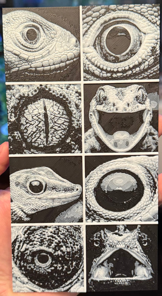 3D Printed Lizards w/ Eye Close Ups